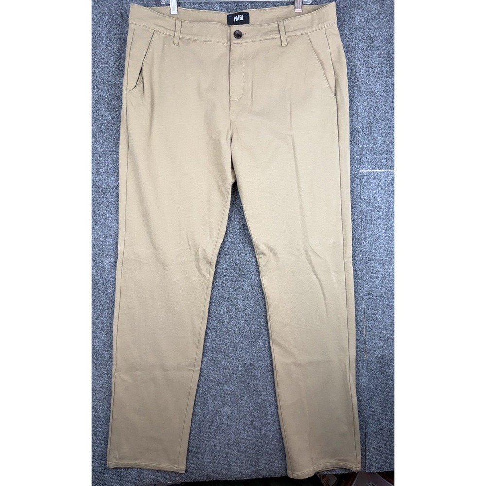 PAIGE Stafford Trouser Men's 38x34 Stretch Slim Fit Dress Pants Golden Elm